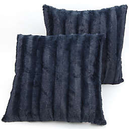Cheer Collection Set of 2 Faux Fur Square Decorative Pillow 18x18 - Blue