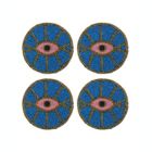 Alternate image 0 for Global Crafts Blue Evil Eye Hand Embroidered Glass Bead Coasters, Set of 4