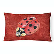 Caroline&#39;s Treasures Lady Bug on Deep Red Canvas Fabric Decorative Pillow 12 x 16