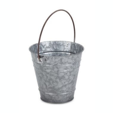 Cheung's Contemporary Decorative Galvanized Tapered Pot with Folding Handle - Large. View a larger version of this product image.