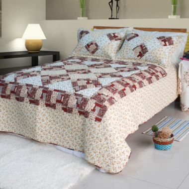 Blancho Bedding Fantasy Flowers Cotton 2PC Floral Vermicelli-Quilted Patchwork Quilt Set (Twin Size). View a larger version of this product image.