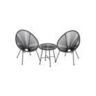 Alternate image 0 for SONGMICS 3-Piece Outdoor Seating Acapulco Chair, Modern Patio Furniture Set, Glass Top Table and 2 Chairs, Indoor and Outdoor Conversation Set, Black