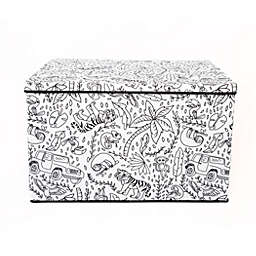 Home Outfitters Kids Coloring Lidded Large Trunk W/ Removable Divider And 4 Pack Of Washable Markers - Case Pack Of 6, Jungle Print