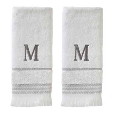 SKL Home By Saturday Knight Ltd Casual Monogram Hand Towel Set M - 2-Count - 16X26", White. View a larger version of this product image.