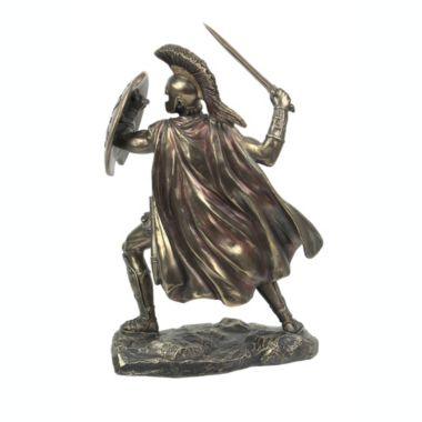 Veronese Design Achilles Trojan War Hero Holding Spear and Shield Tabletop Statue Achilleus. View a larger version of this product image.