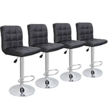 Stock Preferred 4 PCS Modern Swivel Bar Stools with Back in Black. View a larger version of this product image.