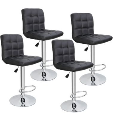 Stock Preferred 4 PCS Modern Swivel Bar Stools with Back in Black. View a larger version of this product image.