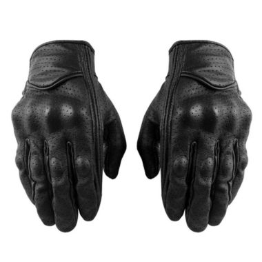 Bcbmall Genuine Leather Motorcycle Gloves Perforated Full Finger Touch Scree (M). View a larger version of this product image.