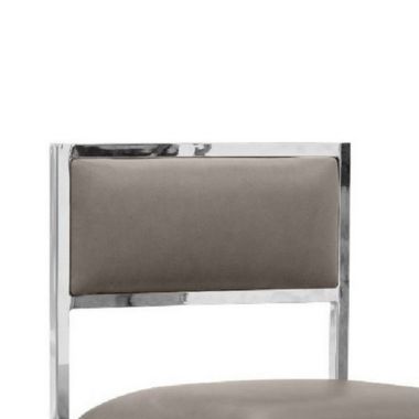 Slickblue Eun 26 Inch Vegan Faux Leather Counter Stool, Chrome Base, Set of 2, Grey. View a larger version of this product image.