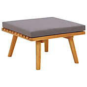 vidaXL Patio Footstool with Cushion 23.6"x23.6"x11.4" Solid Acacia Wood
