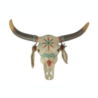 DWK Corporation Native Spirit Southwestern Design Steer Skull Wall Hanging Hand Painted Accents. View a larger version of this product image.
