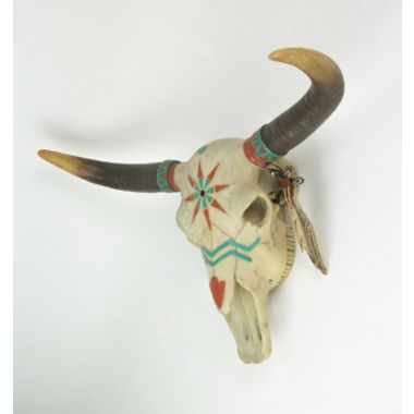 DWK Corporation Native Spirit Southwestern Design Steer Skull Wall Hanging Hand Painted Accents. View a larger version of this product image.