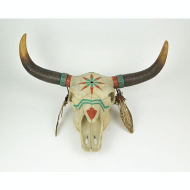 DWK Corporation Native Spirit Southwestern Design Steer Skull Wall Hanging Hand Painted Accents. View a larger version of this product image.