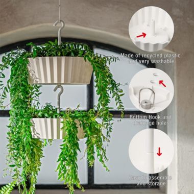 Tree Nest (#1226355) Sunny Hanging Two-Tier Lace Pattern Planter,  White 10". View a larger version of this product image.