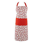 Contemporary Home Living 35" Red and White Chilis Printed Apron with Pocket