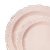 Smarty Had A Party Pink Vintage Round Disposable Plastic Dinnerware Value Set (120 Dinner Plates + 120 Salad Plates)