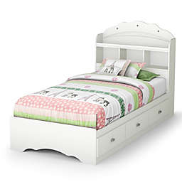 South Shore South Shore Tiara Twin Mates Bed With Drawers And Bookcase Headboard (39'') Set - Pure White