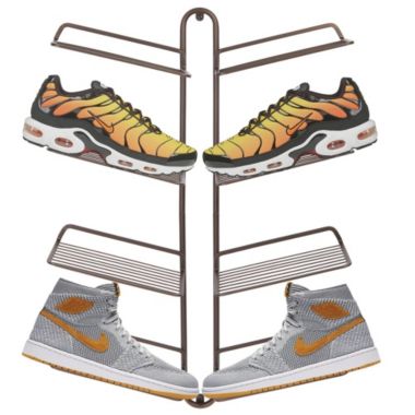 mDesign Metal Shoe Display & Storage Rack, 4 Tier, Wall Mount. View a larger version of this product image.