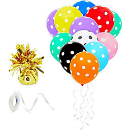 Blue Panda 150 Rainbow Balloons Party Decorations, 1 Gold Weight, 1 Ribbon