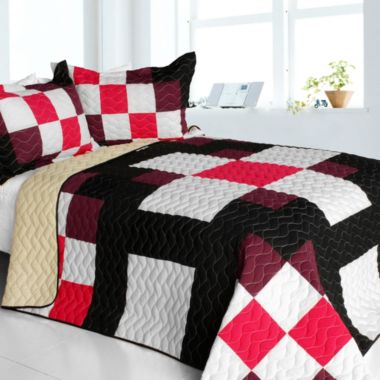 Blancho Bedding Romantic Girl 3PC Vermicelli-Quilted Patchwork Quilt Set (Full/Queen Size). View a larger version of this product image.