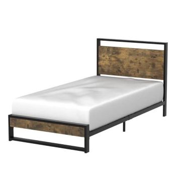 QuikFurn Twin Modern Farmhouse Platform Bed Frame with Wood Panel Headboard Footboard. View a larger version of this product image.