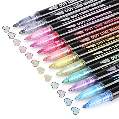 ild En smule Atticus AGPtEK 12 Colors Double Line Outline Pens Metallic for Greeting Cards,  Craft Projects, Scrapbooks, Posters, Paintings and DIY Journal | Bed Bath &  Beyond