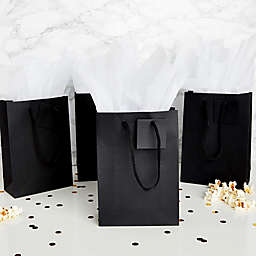Sparkle and Bash Black Paper Gift Bags with Handles, Tags, Tissue Paper (8 x 5.5 In, 20 Pack)