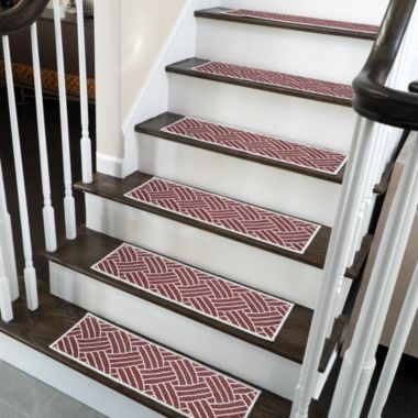 SussexHome Sisal Design 9" X 28" Stair Treads - 70 % Cotton Anti-Slip Carpet Strips for Indoor Stairs-Easy to Install with Double Adhesive Tape-Safe, Extra-Grip, 7-Pack-Maroon. View a larger version of this product image.
