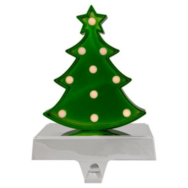 Northlight Shiny Green LED Lighted Christmas Tree Stocking Holder 7". View a larger version of this product image.