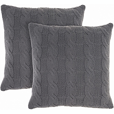 Mina Victory Life Styles Cotton Knitted 2Pack set2 Charcoal Indoor Throw Pillow. View a larger version of this product image.