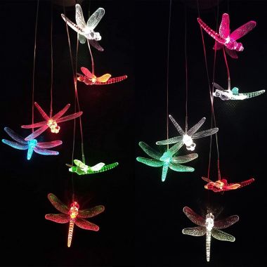 Nice Store - Dragonfly Chimes With Solar Lights - Outdoor Yard Décor, Gardening Gift. View a larger version of this product image.