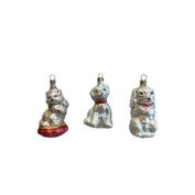 Alexander Taron Set of 3 Silver, Red, and Gold Handcrafted Assorted Glass Pets Nostalgie Ornaments, 4"