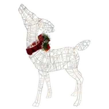 Northlight 35" LED Lighted Standing Reindeer with Bow Outdoor Christmas Decoration. View a larger version of this product image.