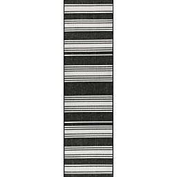 nuLOOM Montana Striped indoor and Outdoor Area Rug, Black, 2'x8'