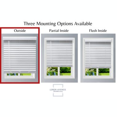 Linen Avenue Custom Cordless Faux Wood Blind White, 34" W x 48" H Outside Mount. View a larger version of this product image.