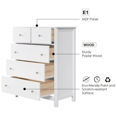 Homfa Dresser Chest with Easy Pull Handle White Finish. View a larger version of this product image.
