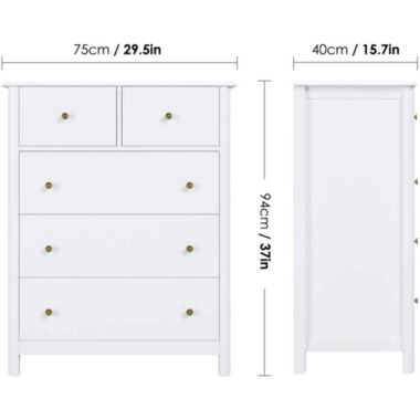 Homfa Dresser Chest with Easy Pull Handle White Finish. View a larger version of this product image.