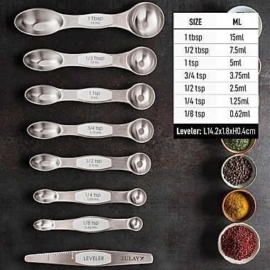 Zulay Kitchen Magnetic Measuring Spoons Set of 8 - White. View a larger version of this product image.