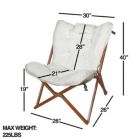 Alternate image 2 for Zenithen Indoor Wood Butterfly Folding Accent Chair For Dorms, Bedrooms, and Living Rooms, Creme White