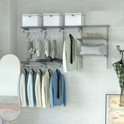 Slickblue 3 to 6 ft Wall-Mounted Closet System Organizer Kit with Hang Rod -Gray