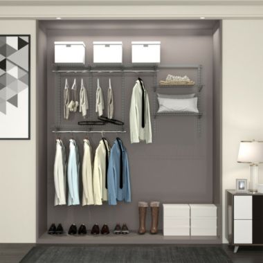 Slickblue 3 to 6 ft Wall-Mounted Closet System Organizer Kit with Hang Rod -Gray. View a larger version of this product image.