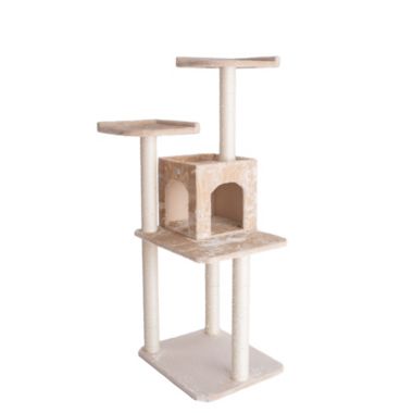 GleePet 57-Inch Real Wood Cat Tree In Beige With Two-Door Condo. View a larger version of this product image.