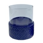 Alternate image 0 for Kingston Living 6" Cobalt Blue Diamond Ceramic Decorative Glass Pillar Holder