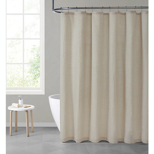 Hotel Collection Premium Waffle Weave, Beige Fabric Shower Curtain Liner