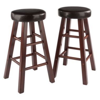 Maria 2-Pc Cushion Seat Counter Stool Set, Espresso & Walnut. View a larger version of this product image.