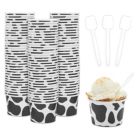 Alternate image 0 for Blue Panda Cow Paper Ice Cream Cups with Spoons, Farm Birthday Party Supplies (8 oz, 100 Pack)