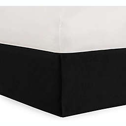 SHOPBEDDING Tailored Velvet Bed Skirt with Split Corner 18 inch Drop-Queen, Black Modern Dust Ruffle, High-End