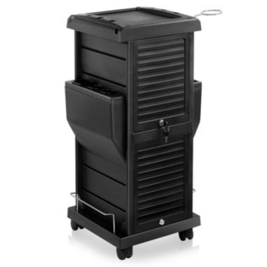 Saloniture Premium Locking Rolling Trolley Cart with Pocket Inserts - Black. View a larger version of this product image.