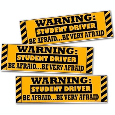 Zone Tech 3 Pcs Funny Magnetic Sticker-Premium Quality Car Safety Vehicle New Driver Yellow Reflective Sign (Warning Student Driver be Very Afraid). View a larger version of this product image.