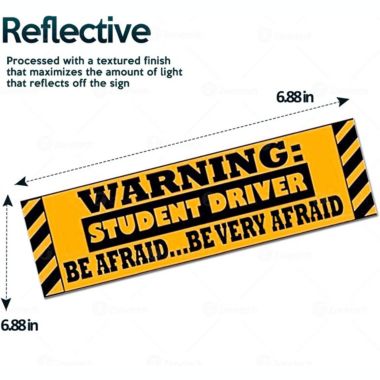 Zone Tech 3 Pcs Funny Magnetic Sticker-Premium Quality Car Safety Vehicle New Driver Yellow Reflective Sign (Warning Student Driver be Very Afraid). View a larger version of this product image.